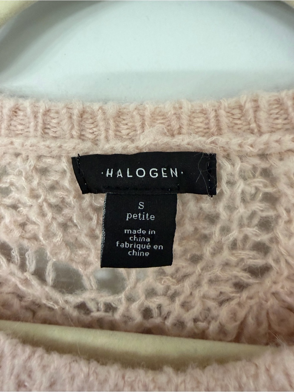 Halogen women’s small blush pink open knit crochet sweater soft cozy cottagecore - Picture 3 of 7